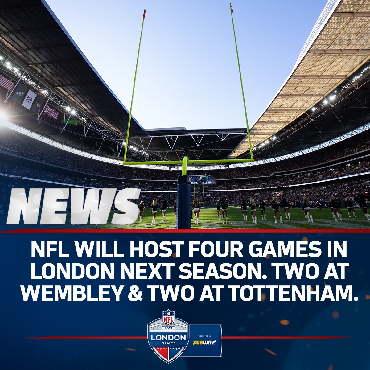 La NFL anuncia 4 partidos en London para 2019